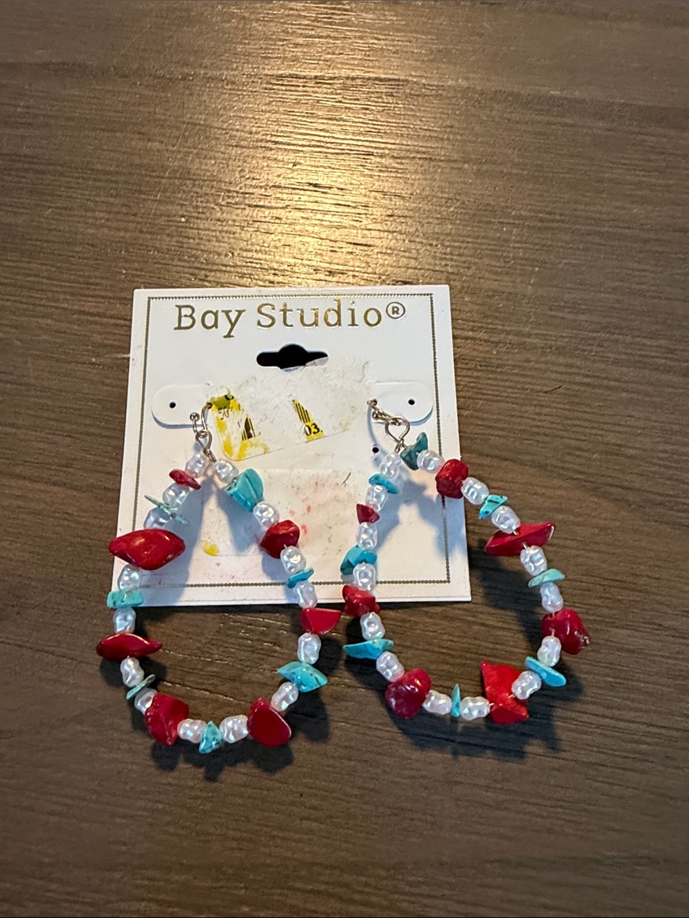 Bay Studio Red, Turquoise & White Beaded Hoop Earrings - Colorful Mixed Beads